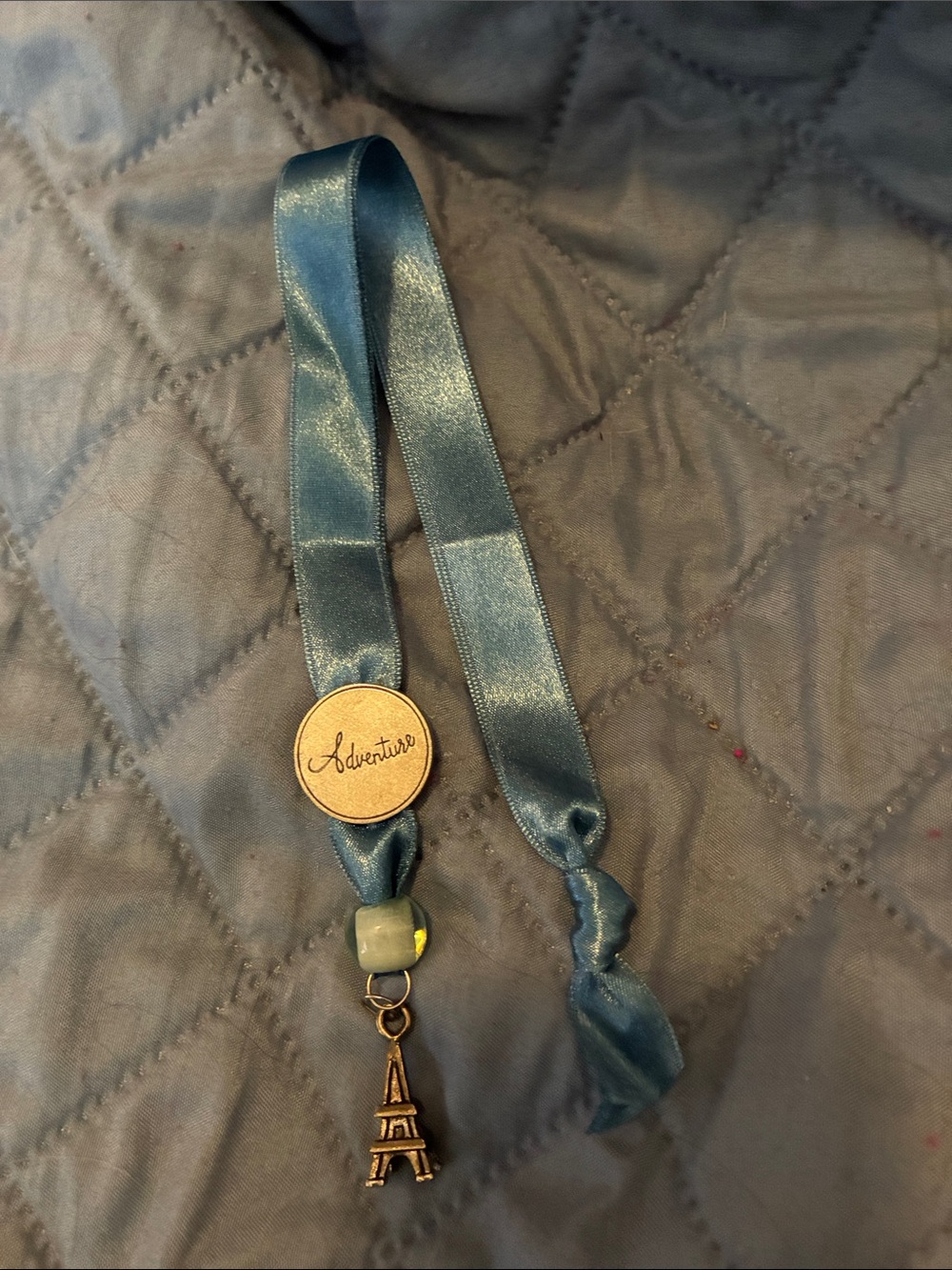 Blue Satin BOOKMARK with Eiffel Tower